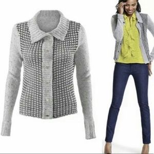 Cabi gray square stitch cardigan sweater Medium